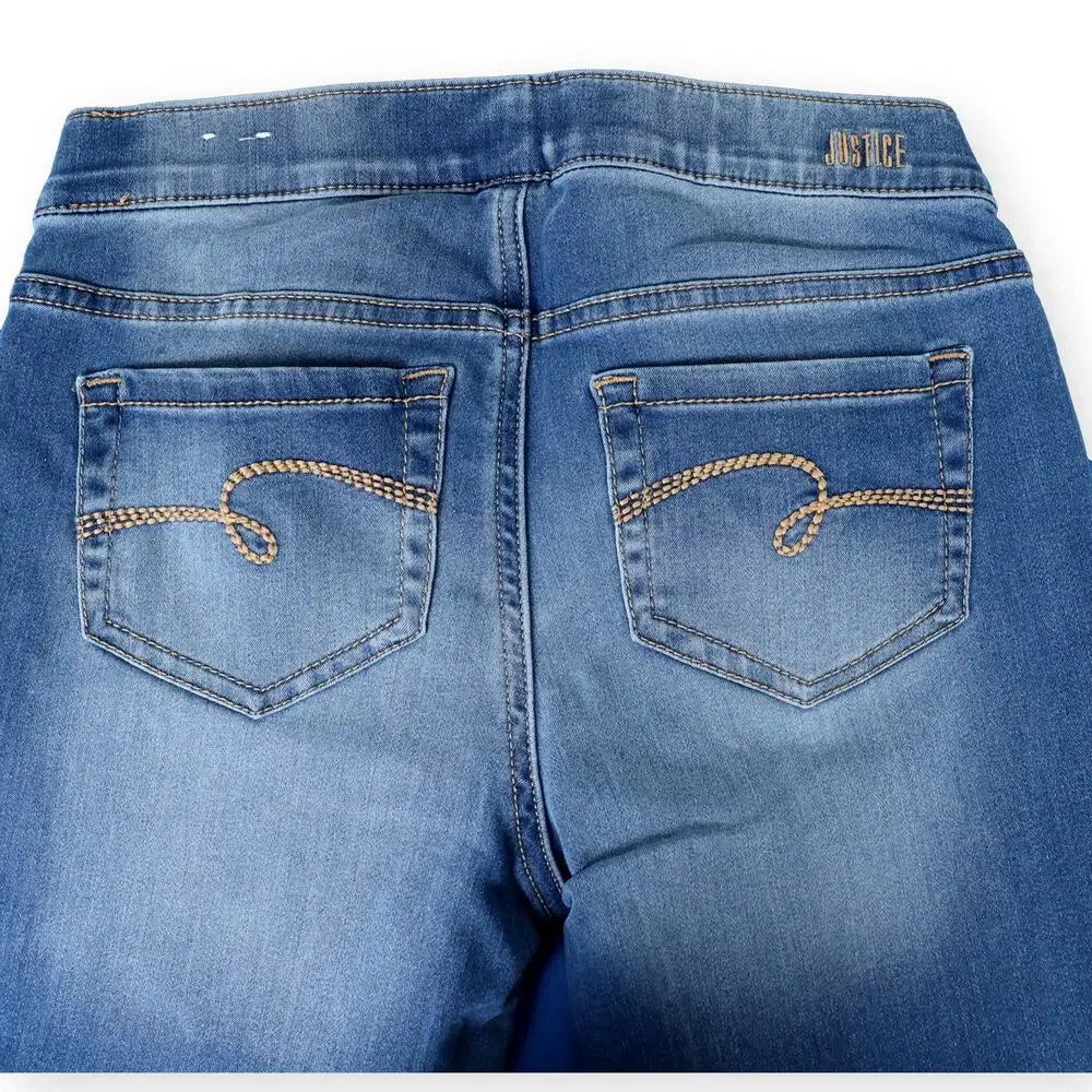 Justice Girls Medium Wash Distressed Jeggings 12